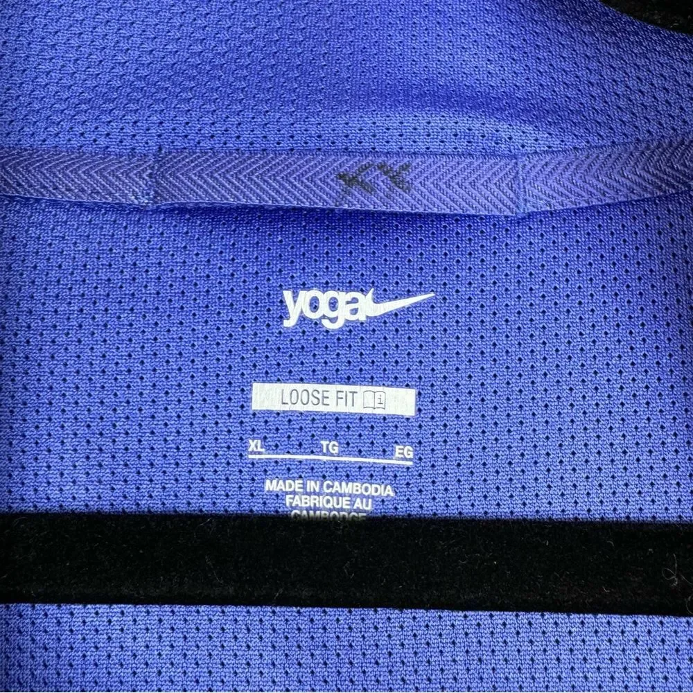 Nike Yoga Men’s Sherpa Pullover Sweatshirt Loose Fit Blue Activewear Size XL